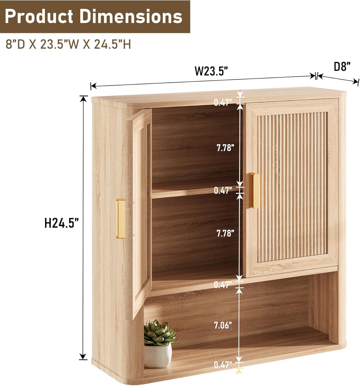 Detalle 2 de INNOD Bathroom Wall Storage Cabinet 1-shelf