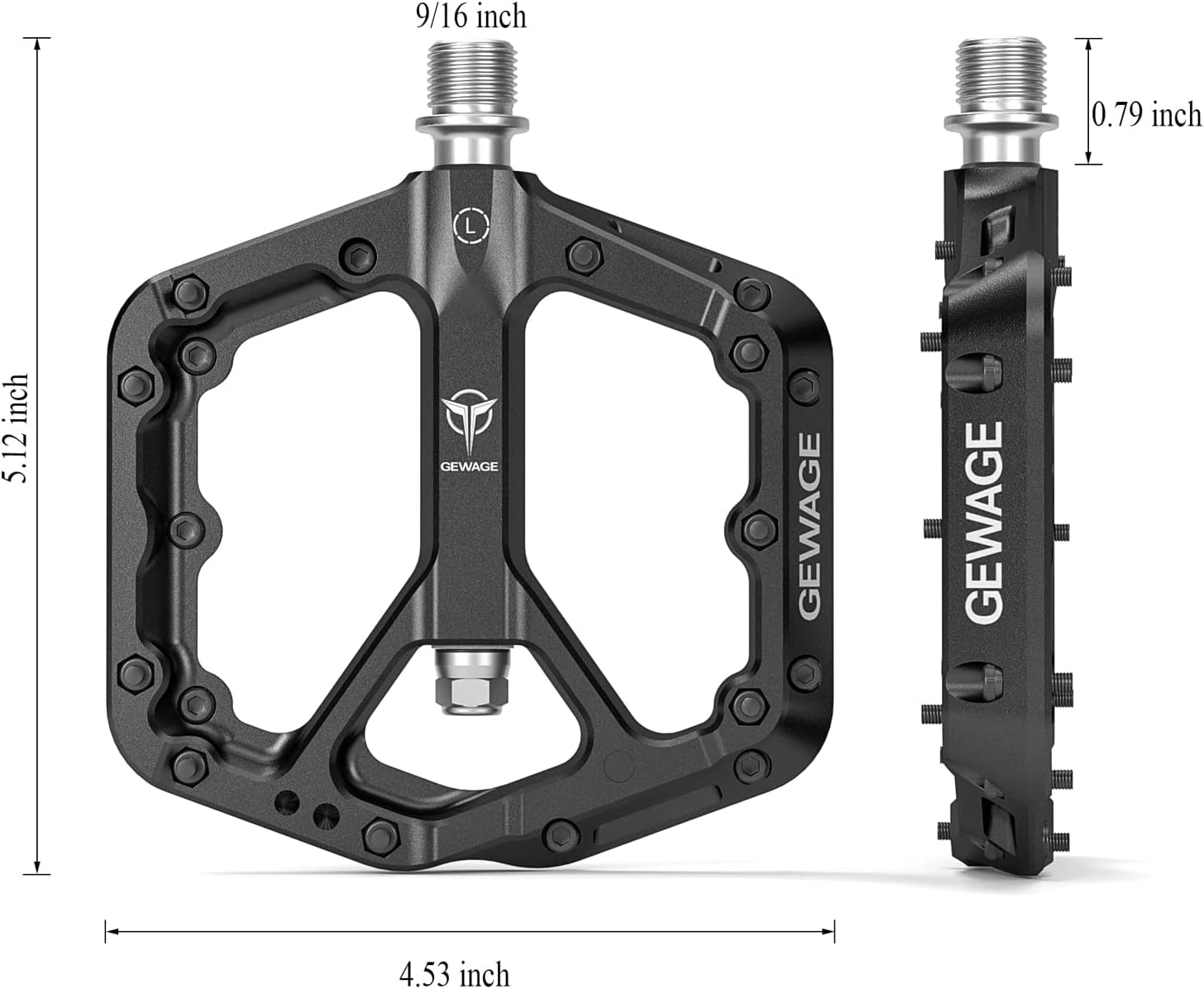 Thumbnail 3 de GEWAGE Pédales VTT 9/16" en nylon composite et acier CR-MO – plates antidérapantes