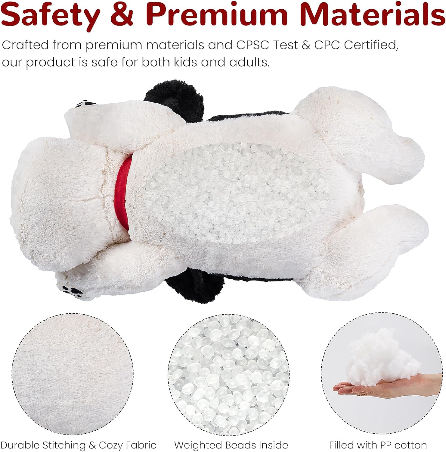Detalle de Meowtastic Black & White Weighted Dog Stuffed Animal (22 Inch, 4.5 lbs)