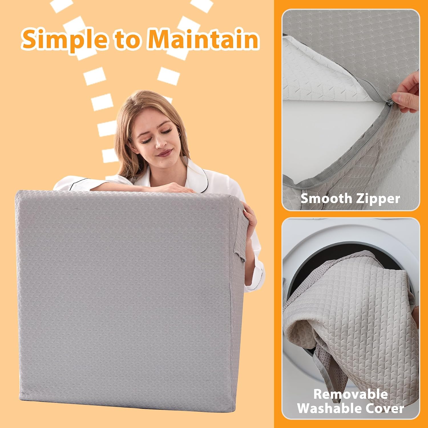 Detalle 1 de Ruqmuis RUXK10KQCHS 10-Inch Foam Wedge Pillow with Washable Cover