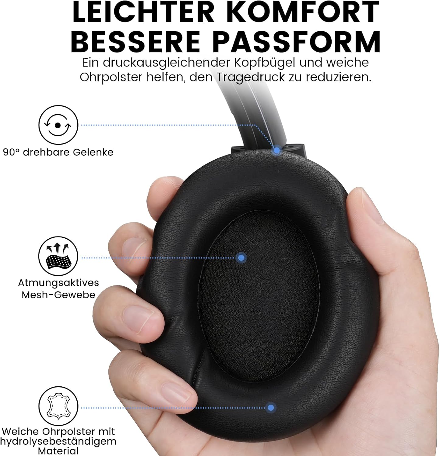 Thumbnail 2 de 1Mii Y8+ Bluetooth-Kopfhörer mit ANC und 100 h Spielzeit