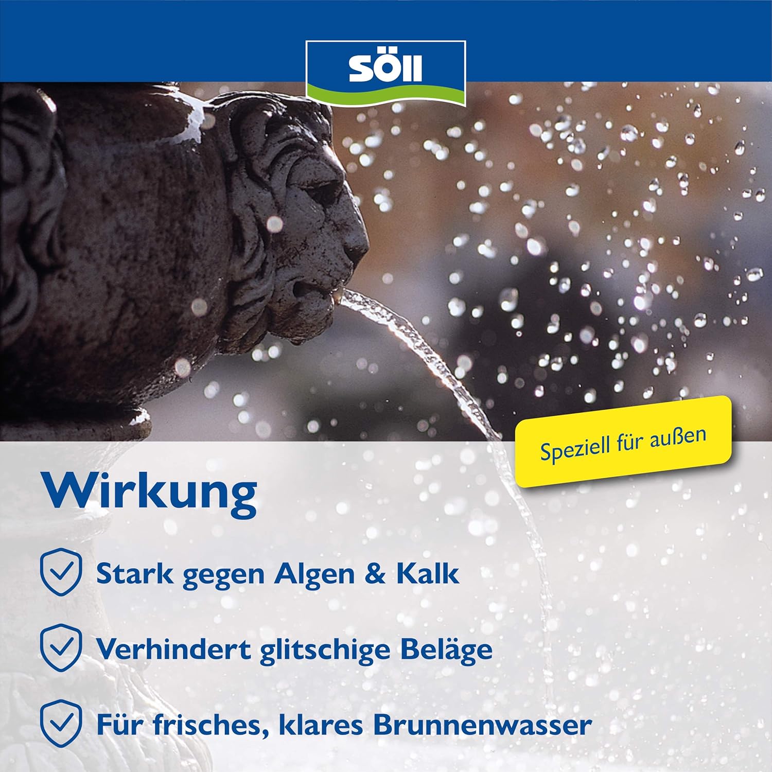 Detalle de Söll 80694 SpringbrunnenKlar: Klarwasserpflege für Außenbrunnen (1 L, reicht für 10.000 L)