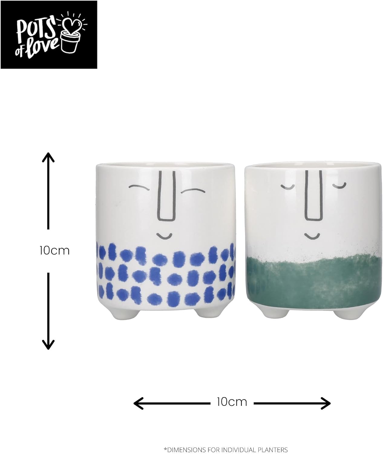 Thumbnail 6 de KitchenCraft Set di 2 Vasi per Piante da Interno in Dolomite Blu/Verde, 10x10x11 cm