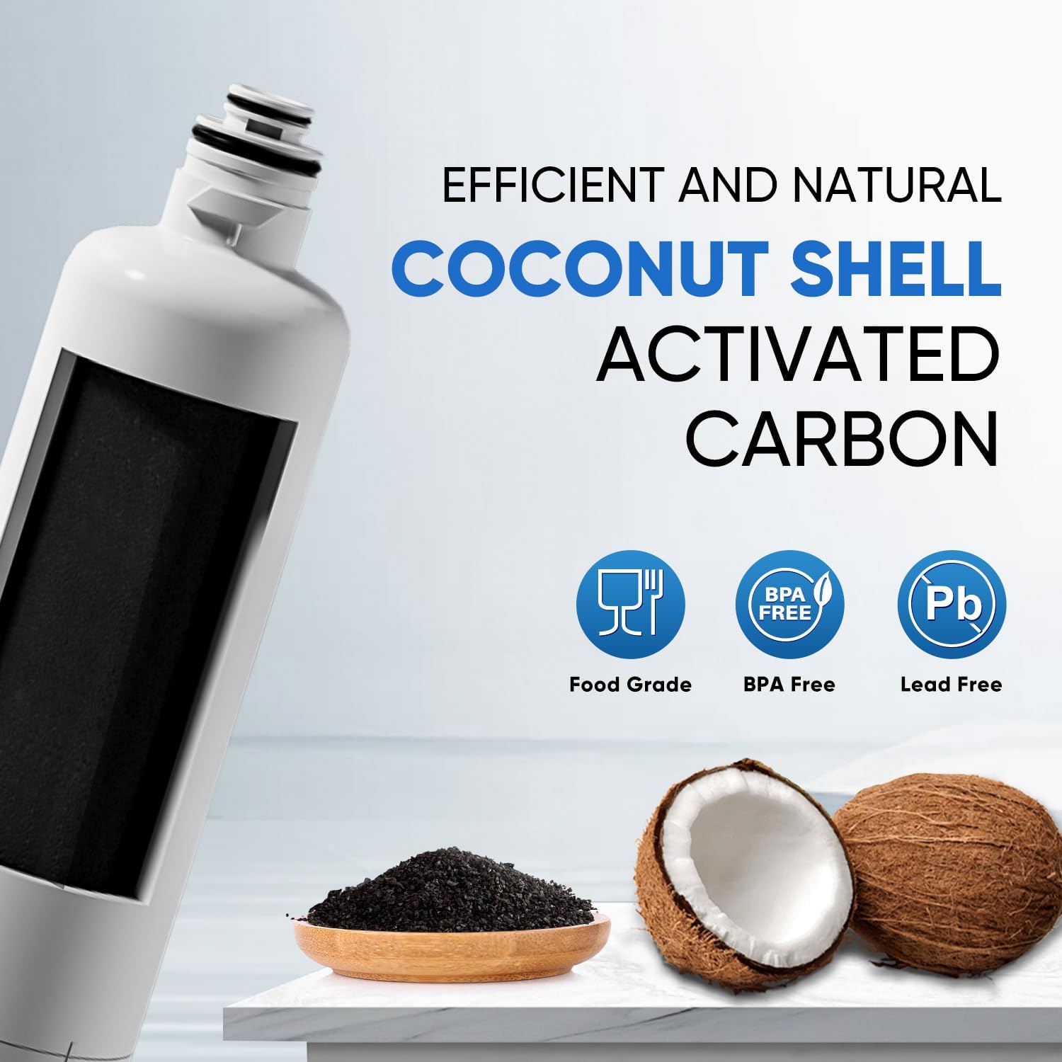 Detalle 2 de PUREPLUS RWF6100A Refrigerator Water Filter, 2-Pack, Coconut Carbon, NSF/ANSI 42