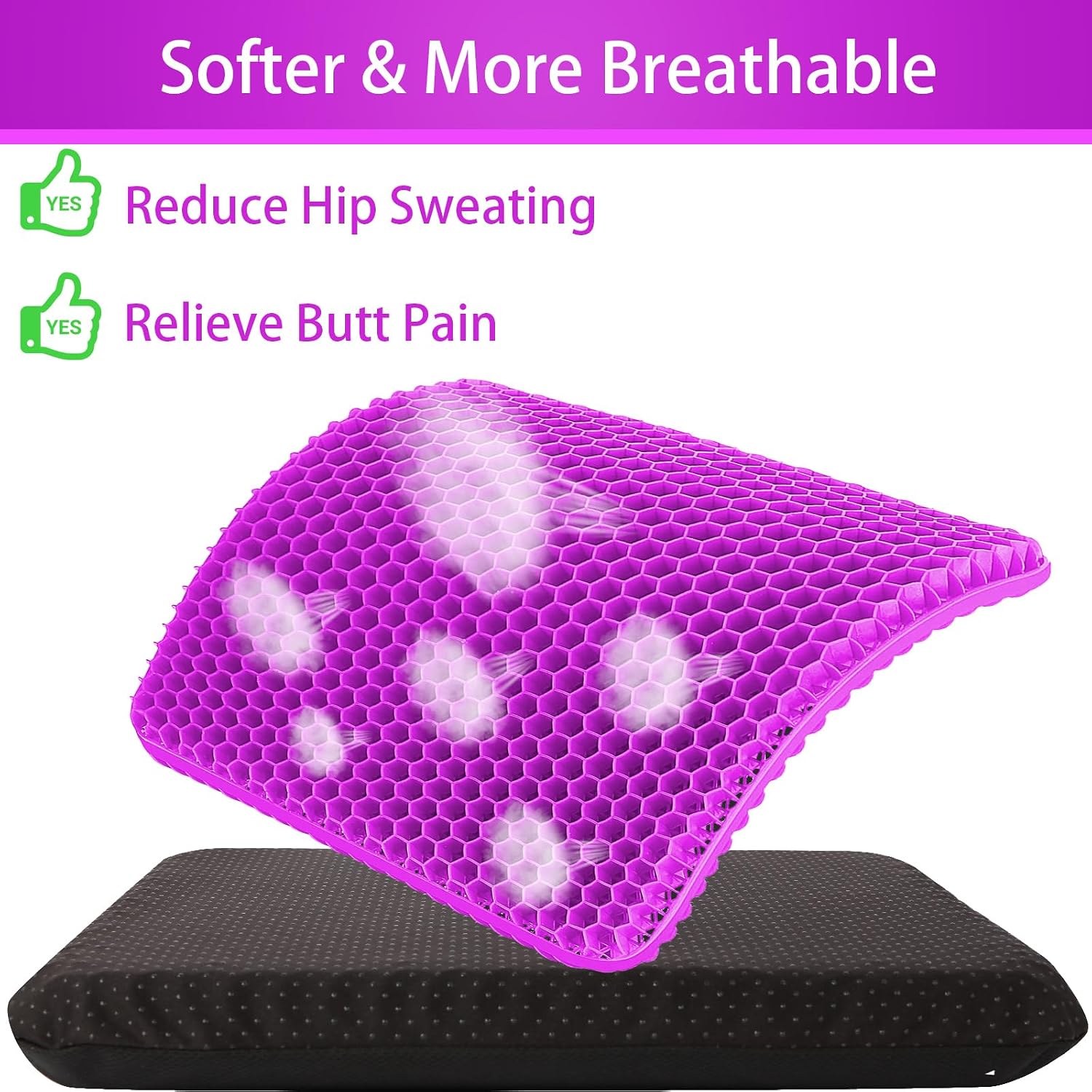 Thumbnail 2 de KYSMOTIC P50 Gel Seat Cushion, Large Breathable Gel Design with Removable Cover
