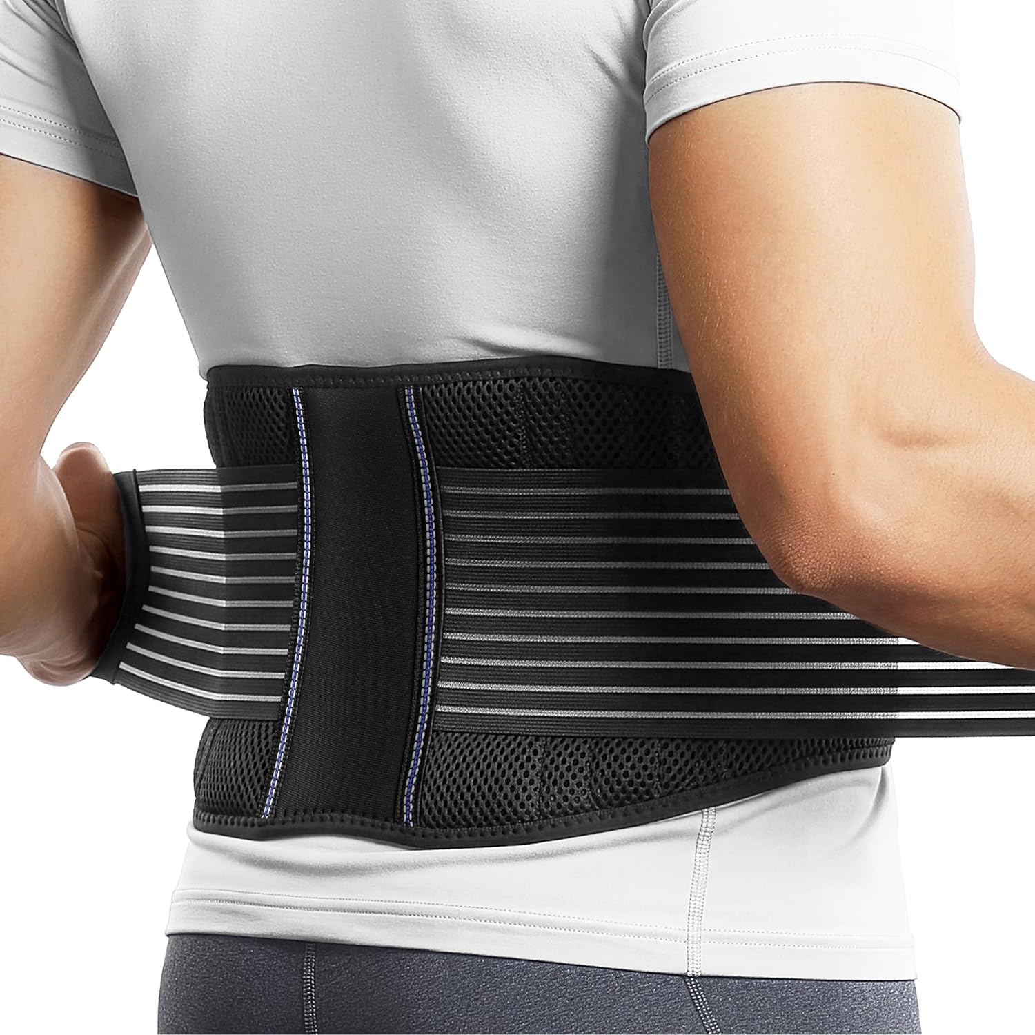 BraceUP Fascia Lombare con doppia regolazione e 8 stecche – tutore ortopedico lombare L/XL (90-110 cm)