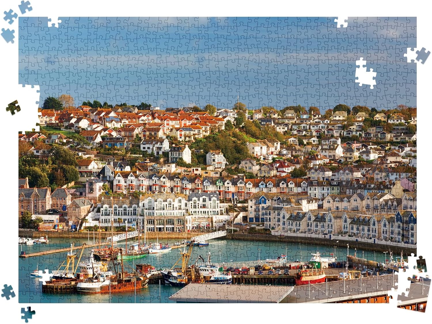 Thumbnail 6 de HUADADA Brixham Hamn-pussel, 1 000 bitar, 70 × 50 cm med matt yta