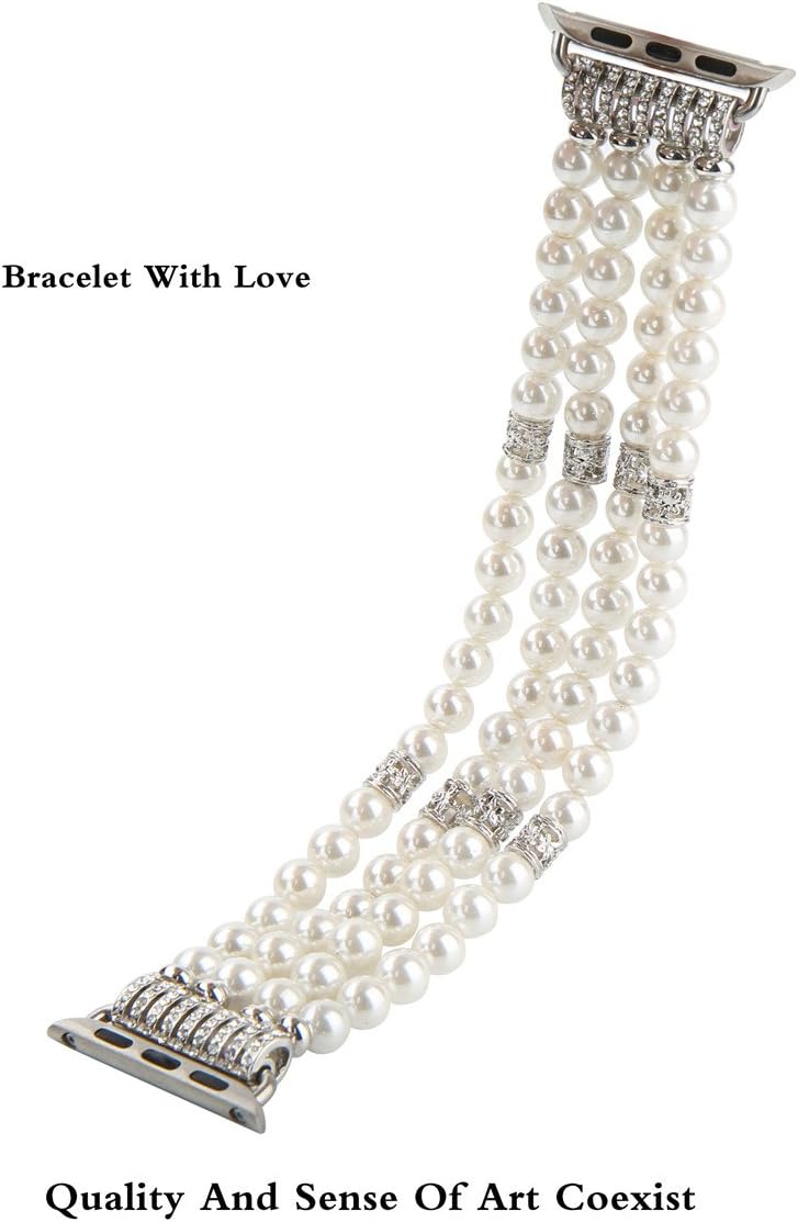 Thumbnail 3 de GEMEK Pearl Beaded Elastic Watch Strap for Apple Watch (42–49mm) – White