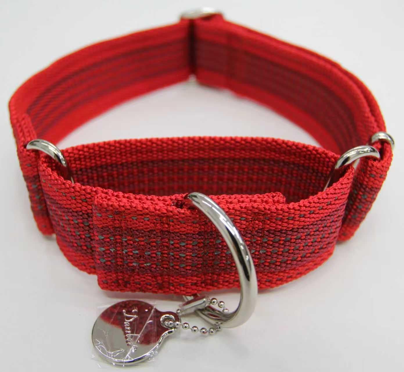 Thumbnail 1 de Dazzber 1.5" Martingale Dog Collar (Escape-Proof, Anti-Slip) – Large, Reflective Nylon in L-Classic Red