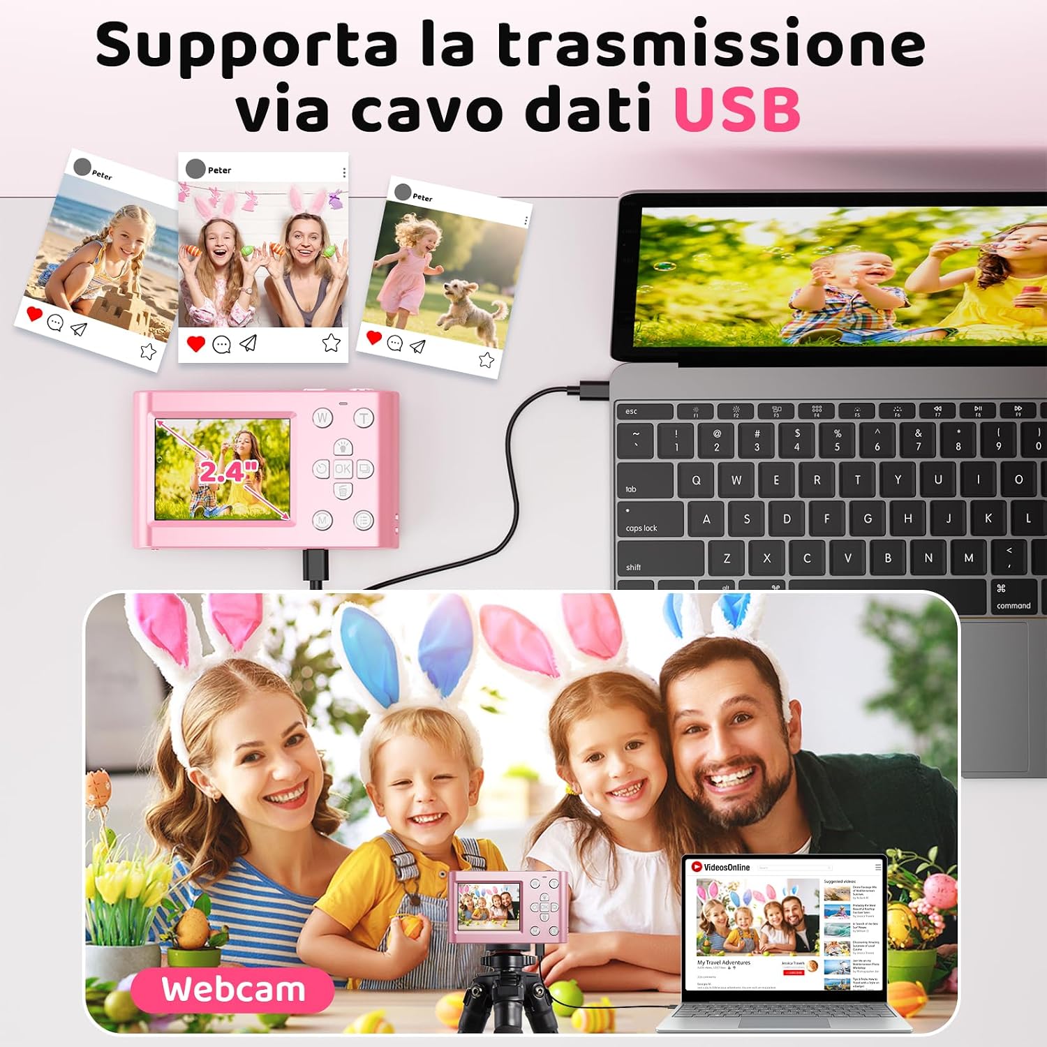 Thumbnail 5 de CHAKEYAKE Fotocamera Digitale 4K 64MP con Zoom 18x e Display 2,4": ideale per bambini, adolescenti e principianti