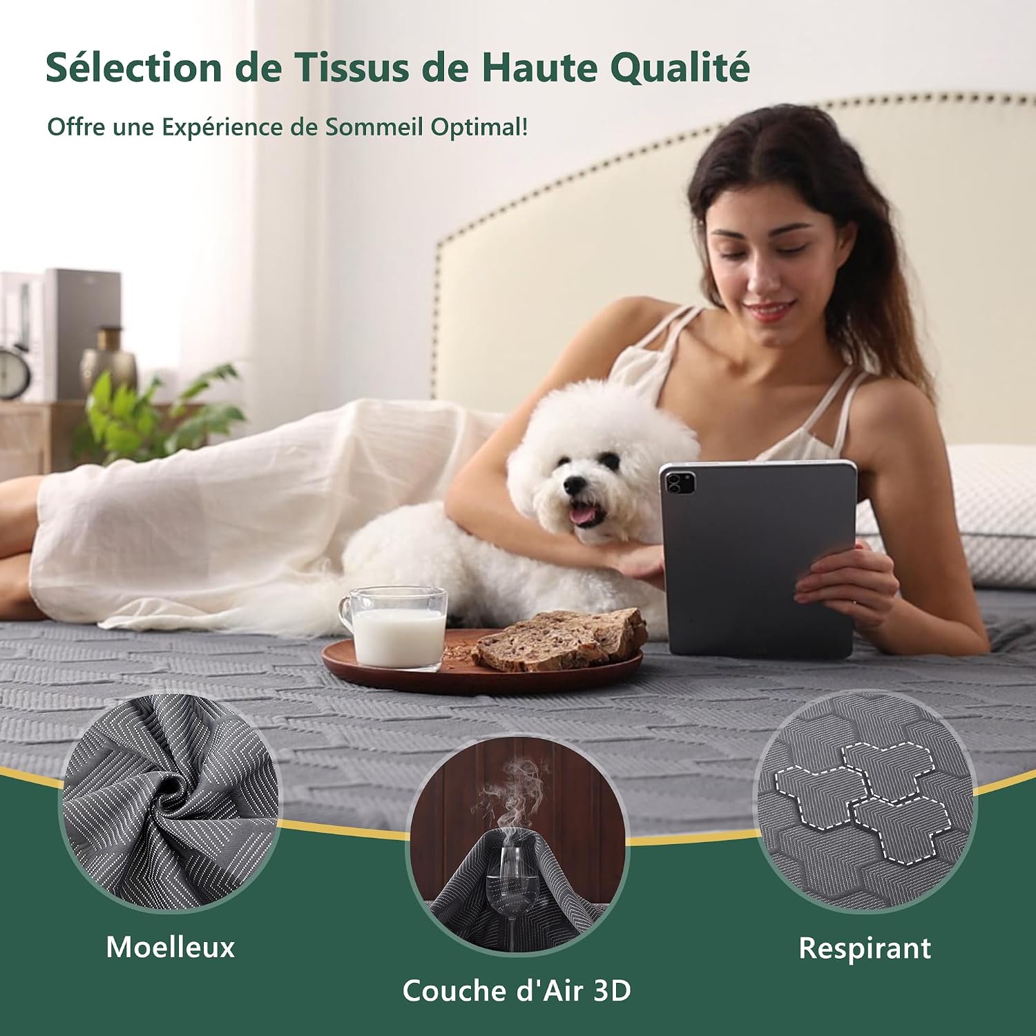 Detalle de Protège-matelas Imperméable BEDLORE 90x200 cm – Housse intégrale 30 cm, respirante et Öko-Tex