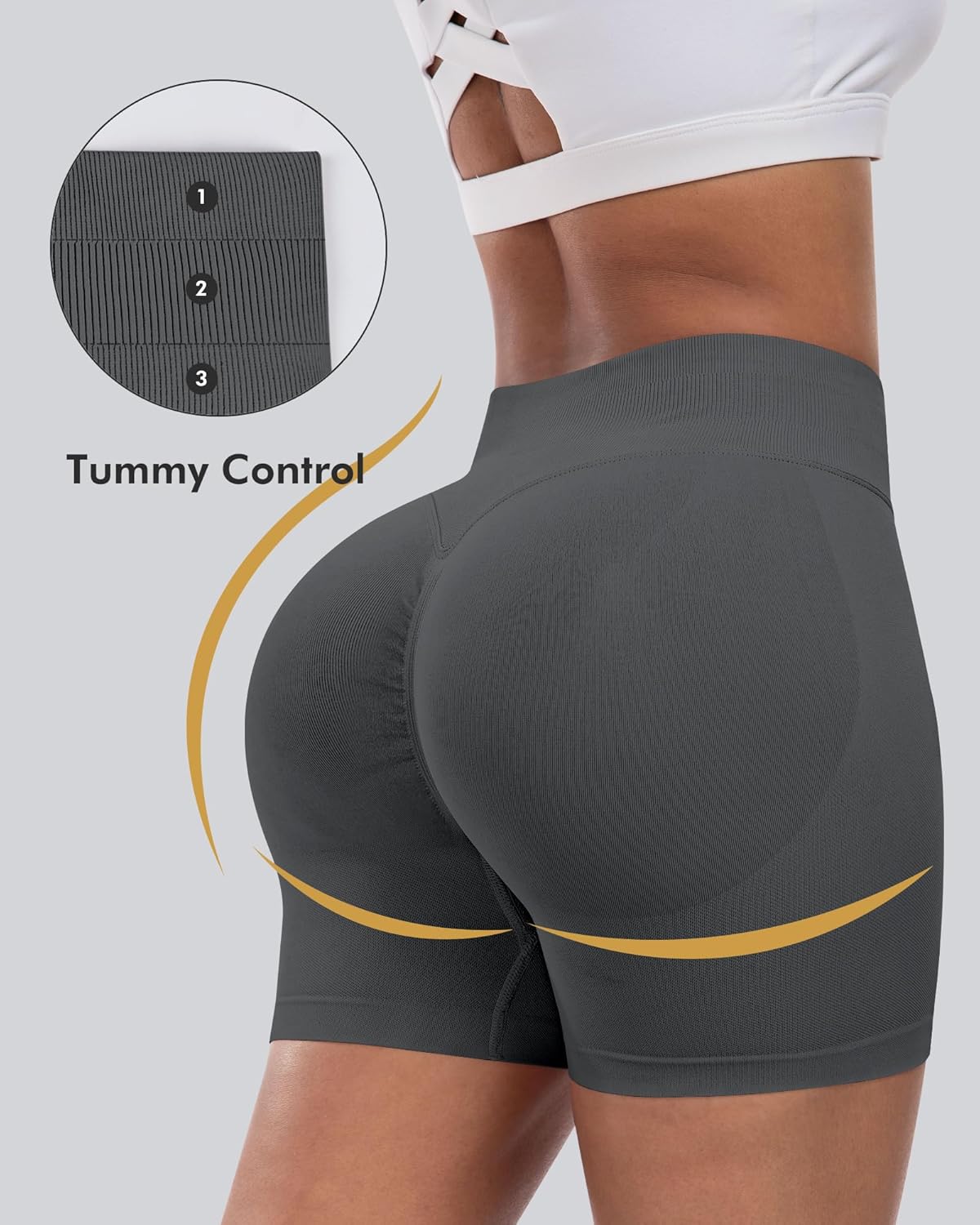 Thumbnail 2 de CHRLEISURE Workout Gym Biker Shorts – High-Waisted, Scrunch Butt, Seamless 4-Piece Set