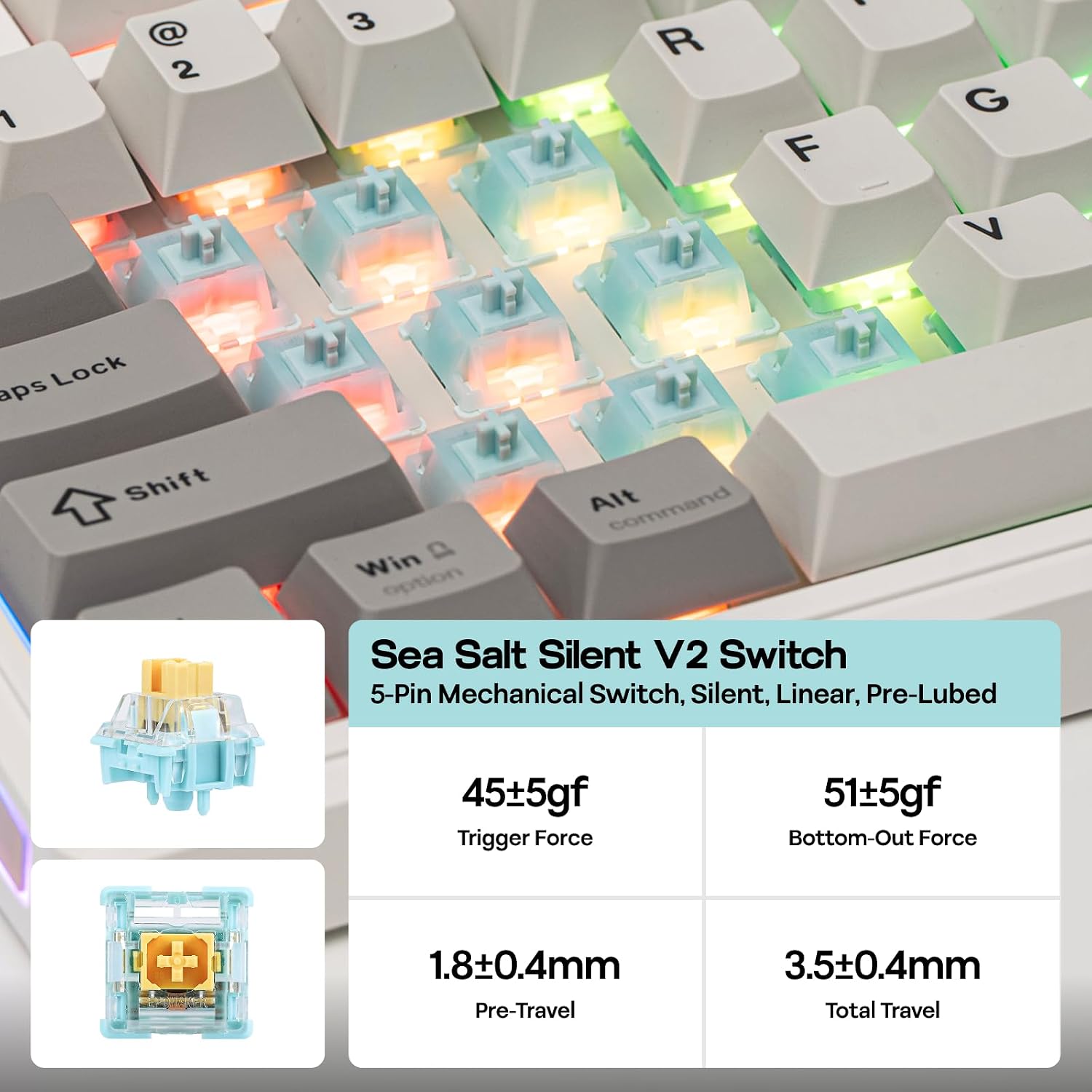 Detalle de EPOMAKER TH80 V2 75% Wireless Mechanical Keyboard: Creamy, Customisable and Multidevice