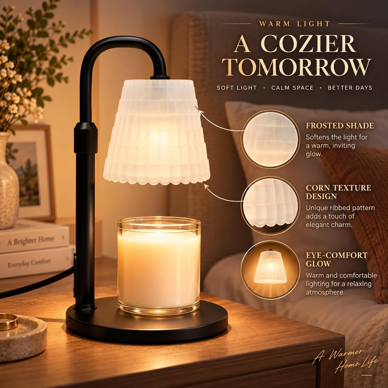 Detalle 2 de JIMEI C05D3-1-070000 Candle Warmer Lamp, Black Metal with Timer