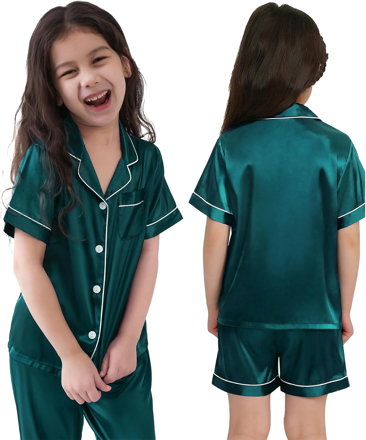 Thumbnail 3 de SWOMOG Kid's Silk Pyjamas 3PCS Satin Sleepwear Set for Girls and Boys (4–16)