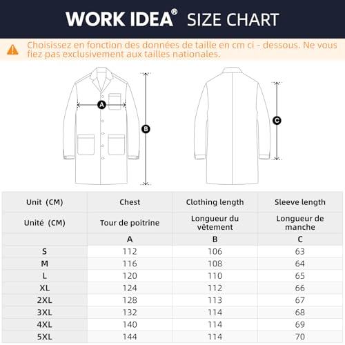 Thumbnail 4 de WORK IDEA IDÉE DE TRAVAIL : Blouse de laboratoire unisexe en coton 100% – confort et polyvalence