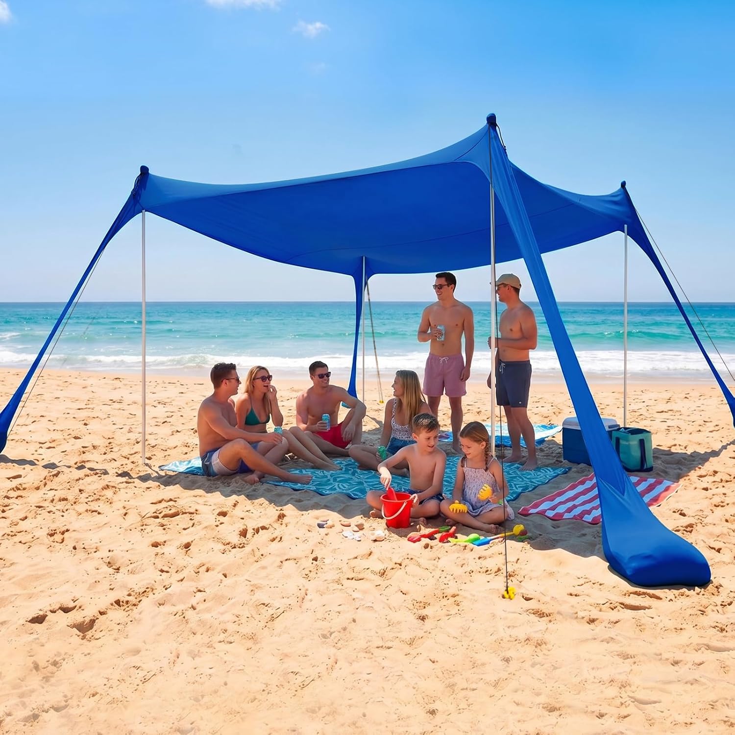 Thumbnail 6 de COMMOUDS Beach Tent Sun Shelter (UPF50+) 12x12ft Pop-Up Canopy with Sandbags, Shovel, and Windproof Poles