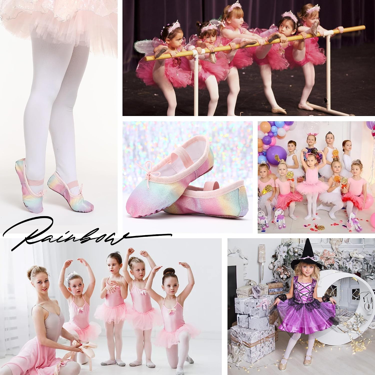 Thumbnail 5 de Glitter leather ballet shoes for girls – full sole dance flats for ballet class, performances and gymnastics