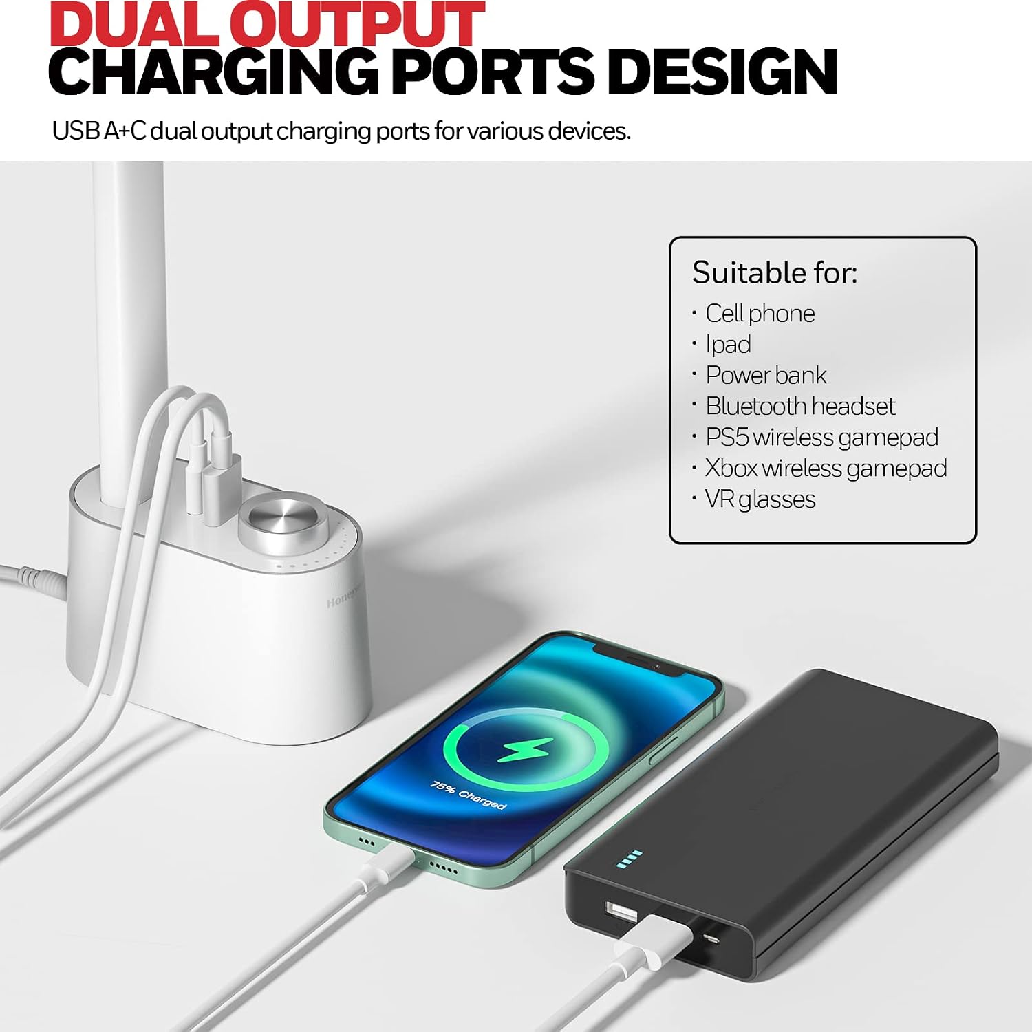 Detalle de Honeywell Sunturalux HWT-H01 LED Desk Lamp with USB Ports