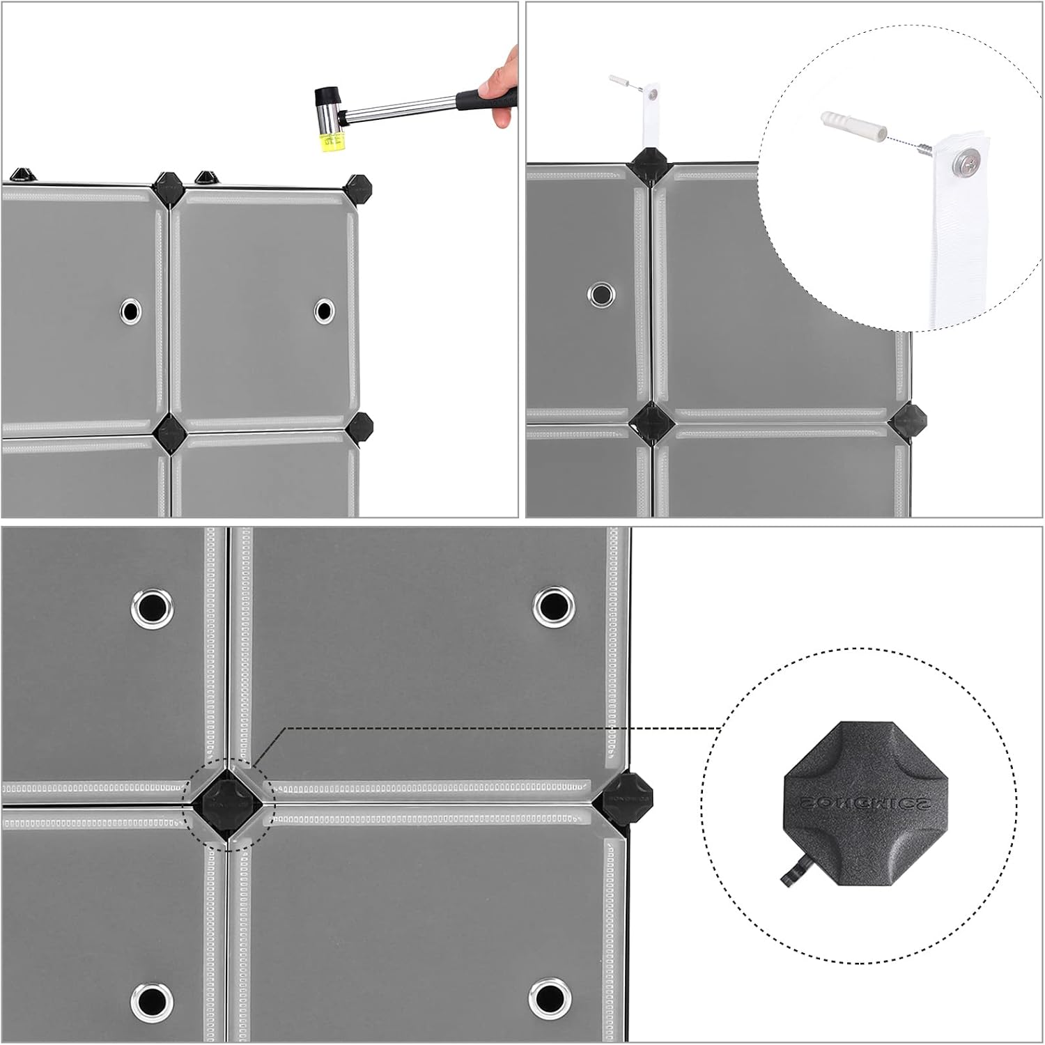 Detalle de SONGMICS DAMION LPC116HS kubuskast met 9 vakken en matte deuren