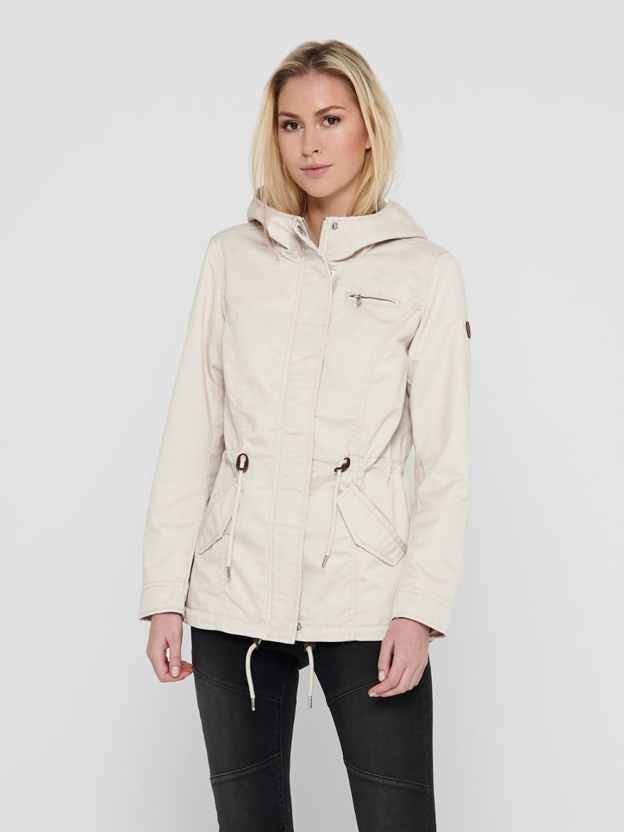 Detalle de ONLY Female Leinen Parka Jacke mit Kapuze – bequem & weich auf der Haut