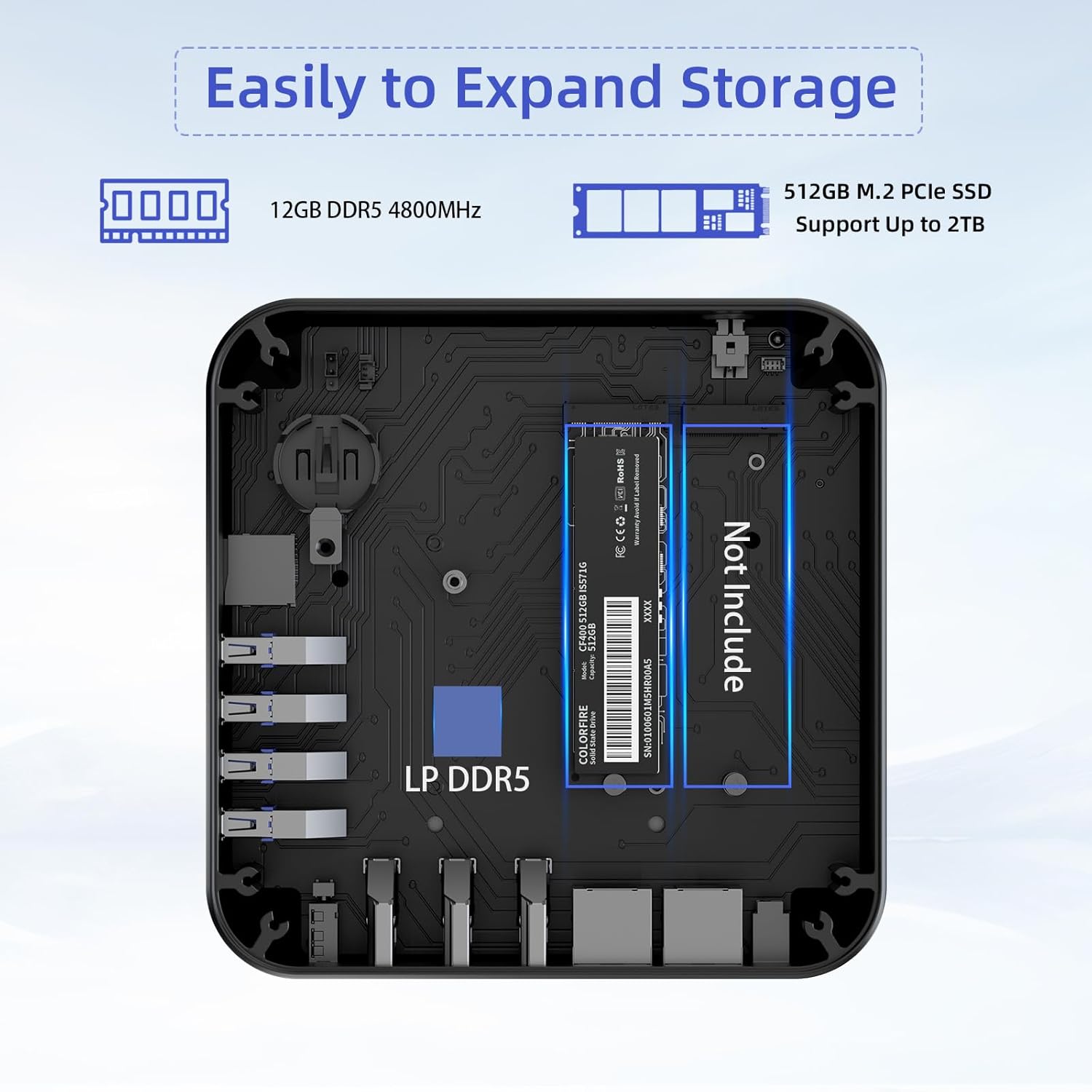 Detalle de DreamQuest Ultra Fast Mini PC with Windows 11 Pro (N95) – Compact Power for Home Office