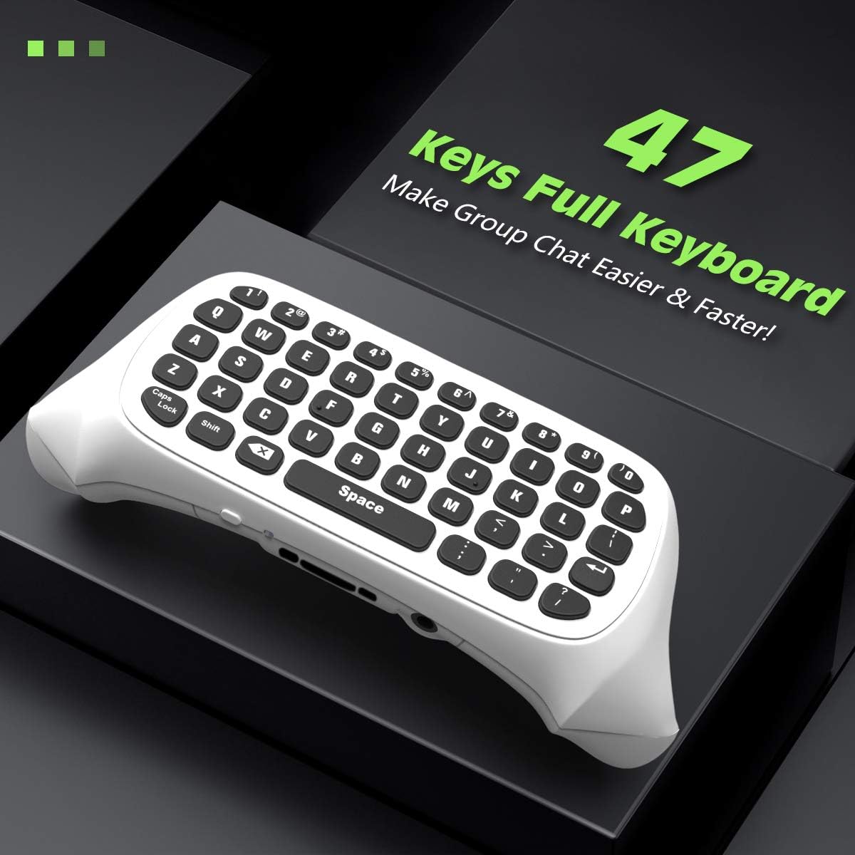 Detalle de TiMOVO Green Backlight Keyboard for Xbox One / Series X|S – Wireless Chatpad with Headset Jack