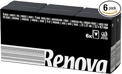 Renova Pañuelos Negros Compactos, 6 Paquetes, 7 Piezas 😊