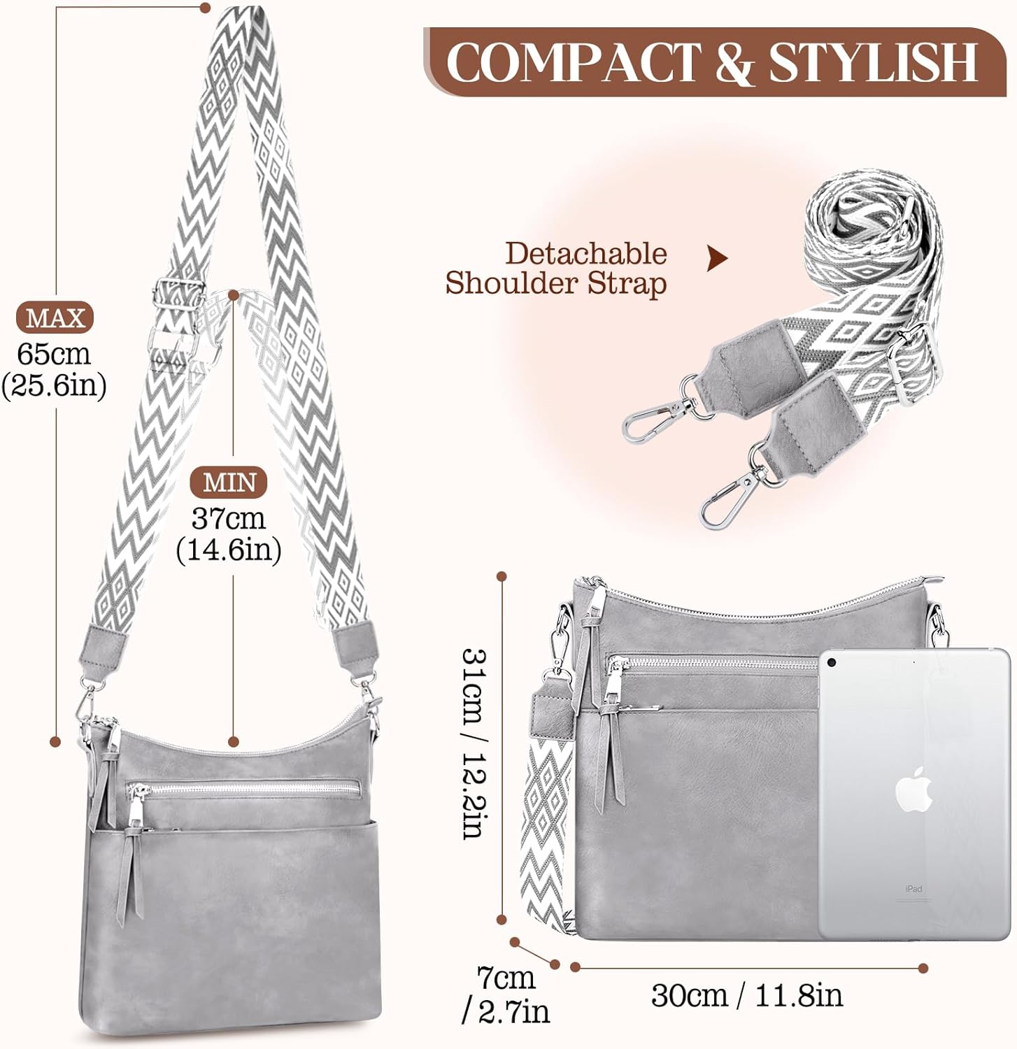 Detalle de LUROON Crossbody Bag for Women — Lightweight, Versatile & Well-Organised