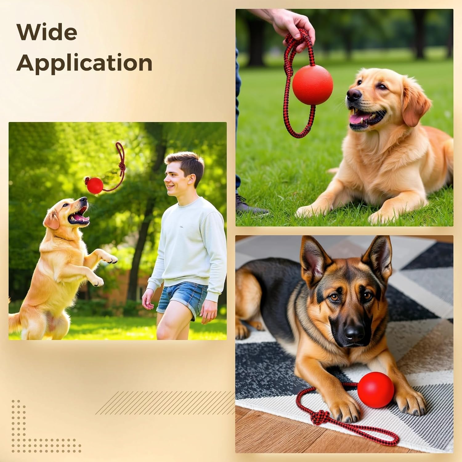 Thumbnail 2 de 4 Pcs Rope Balls for Dogs: Durable Rubber Chew Toys with Rope for Tug, Fetch and Oral Care