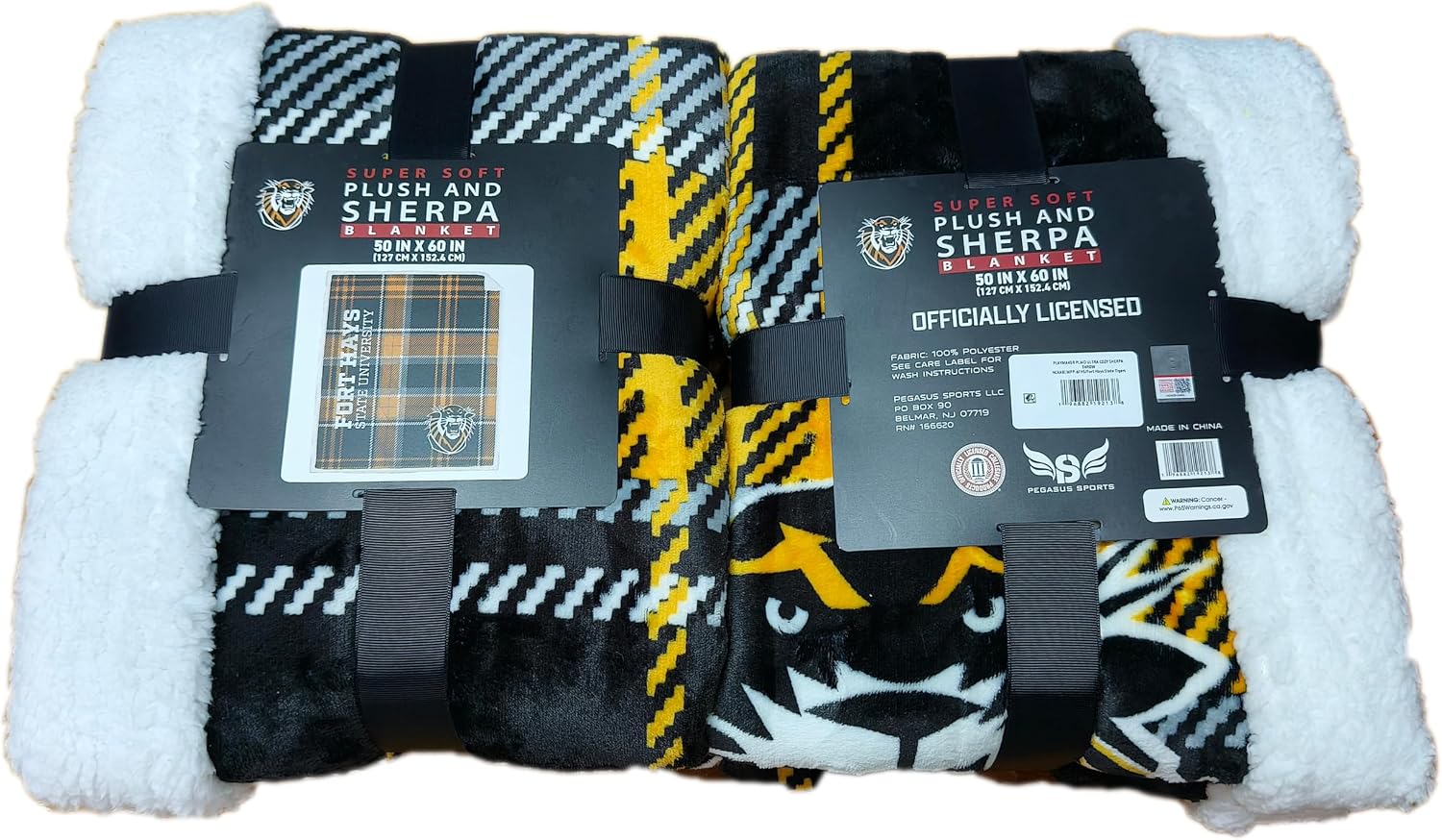Detalle 2 de Proformance Home NCAA Playmaker Plaid Ultra Cozy Sherpa Throw (Fort Hays State Tigers)