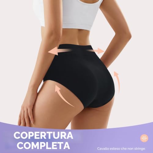 Thumbnail 4 de IceReco Mutande Contenitive Donna Slip Vita Alta in Cotone – Nero, Taglia L