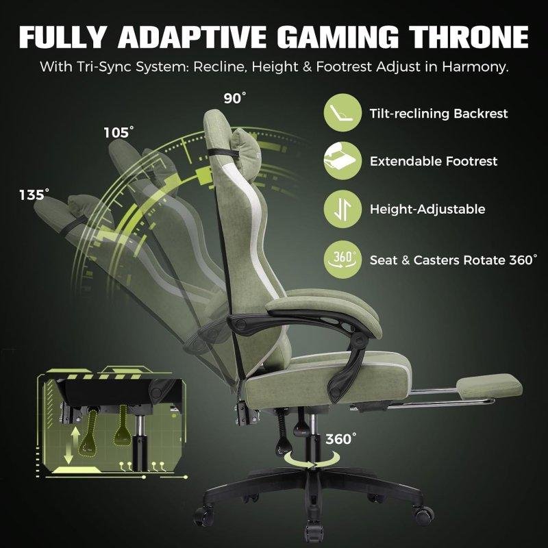 Detalle 2 de Silla Gaming GTPLAYER ergonómica con Reposapiés y Respaldo Reclinable
