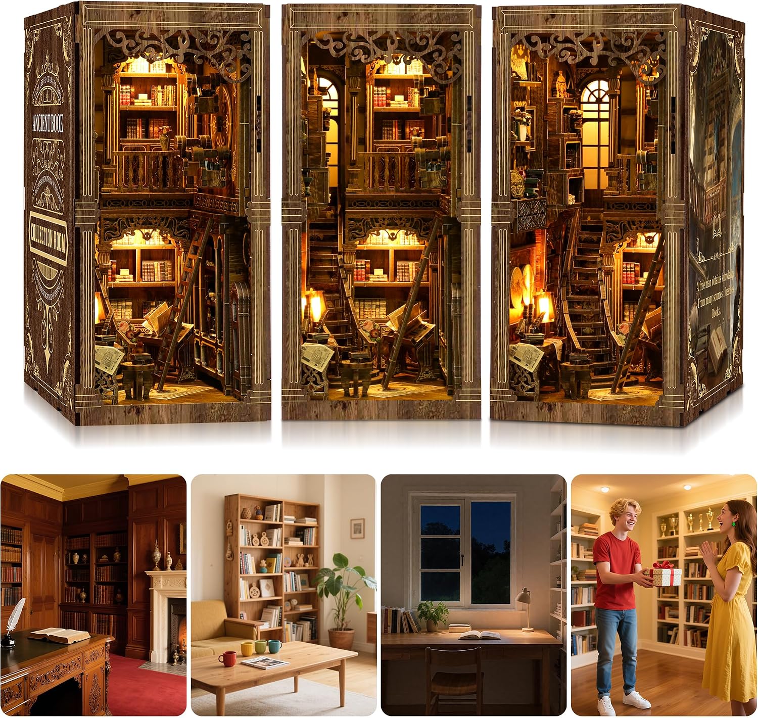 Thumbnail 6 de LUMYCE Book Nook Kit für Erwachsene: Vintage Holzpuzzle Miniaturhaus mit LED für Bücherregal & Deko