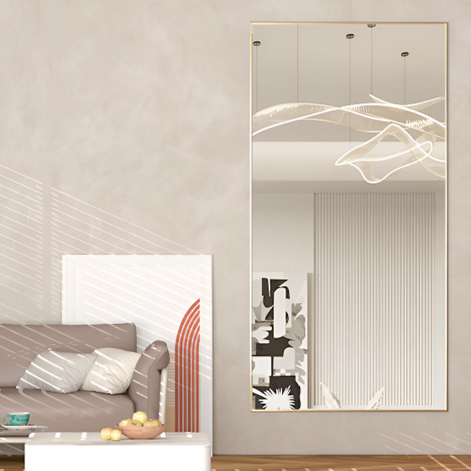 Detalle 2 de CASSILANDO Alloy Full Mir-7132-Gold staande spiegel 180 x 80 cm, goud