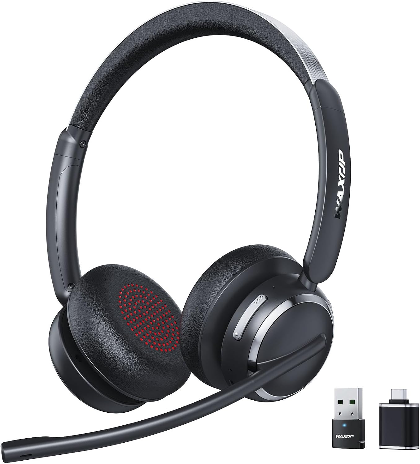 Detalle de Wireless Headset with Mic for Work: Bluetooth 6.0, AI Noise Cancelling Mic, 65-Hour Battery
