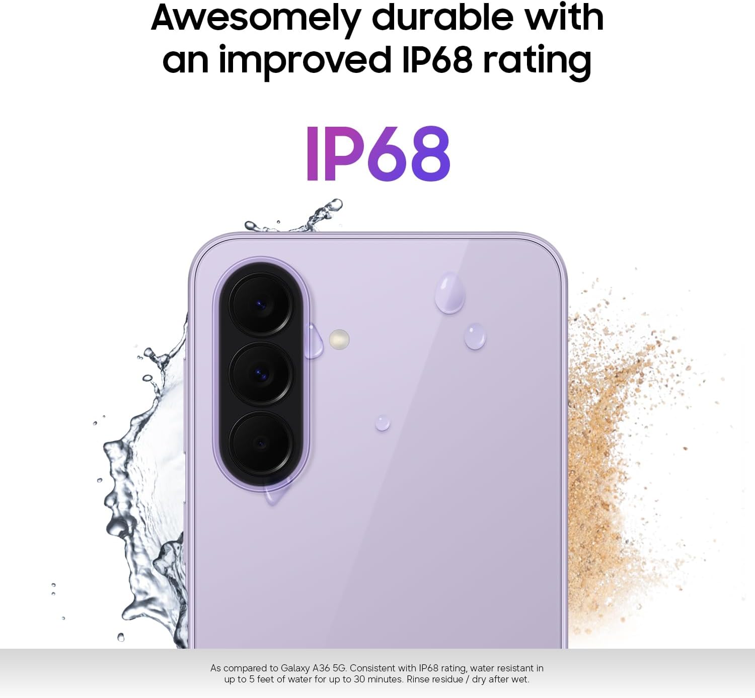 Thumbnail 6 de Samsung Galaxy A37 5G (2026) Unlocked — 128GB, 6.7" Super AMOLED, IP68, 50MP Triple Camera, 5000mAh (Awesome Lavender)