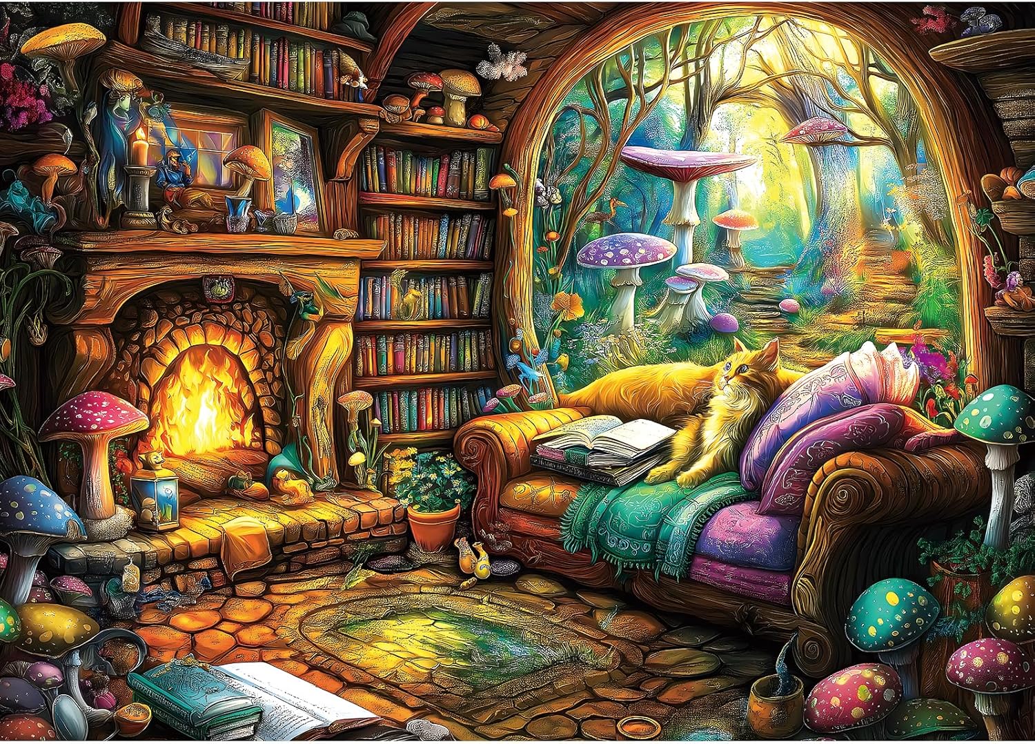 Detalle de Blueforest 1000-piece Fantasy Mushroom Puzzle 🧩