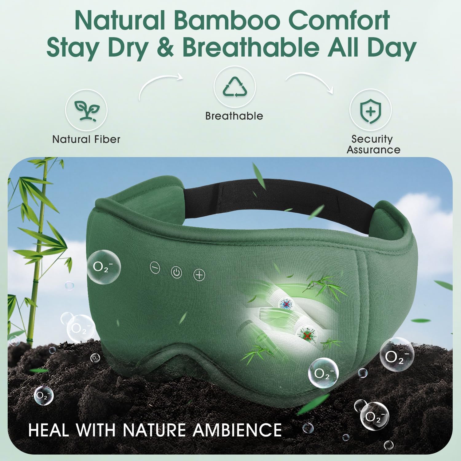 Detalle 2 de LC-dolida Bamboo Sleep Mask Headphones Bluetooth 5.4 😴