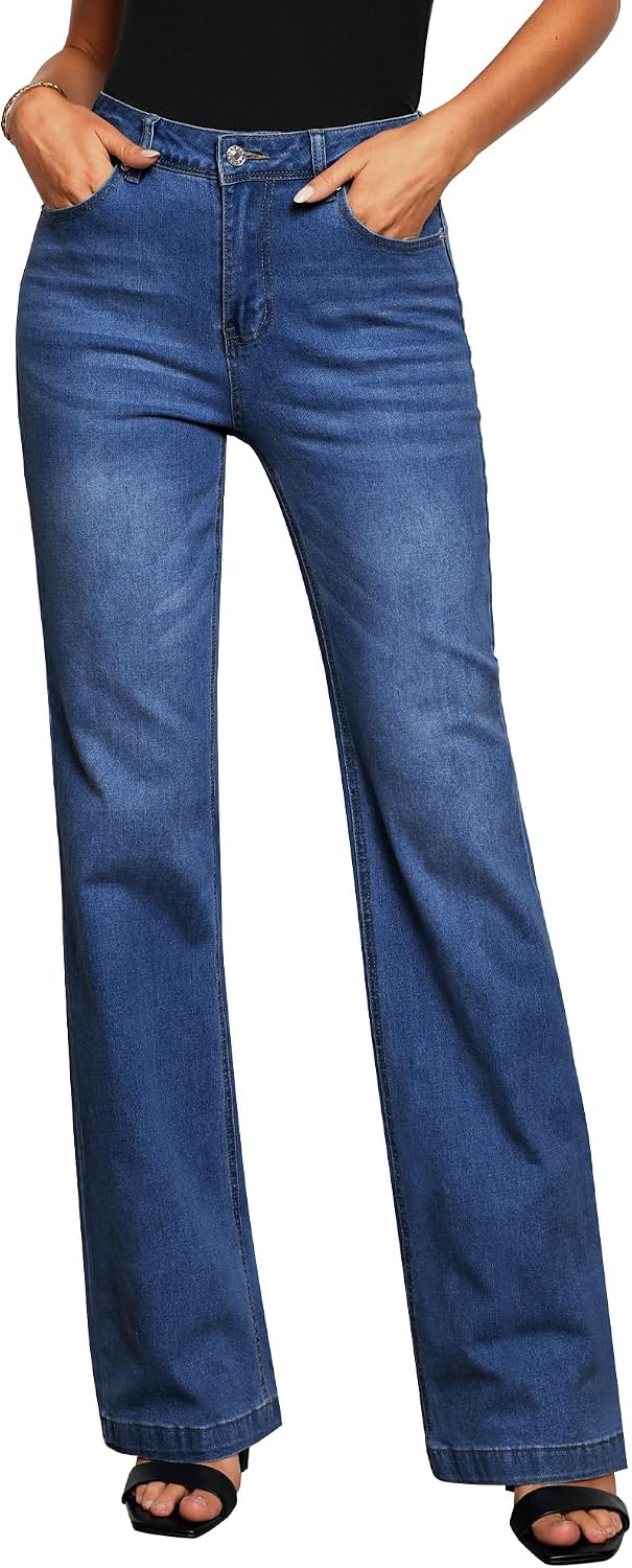 Detalle de GRAPENT Women's Wide Leg High Waist Denim Jeans