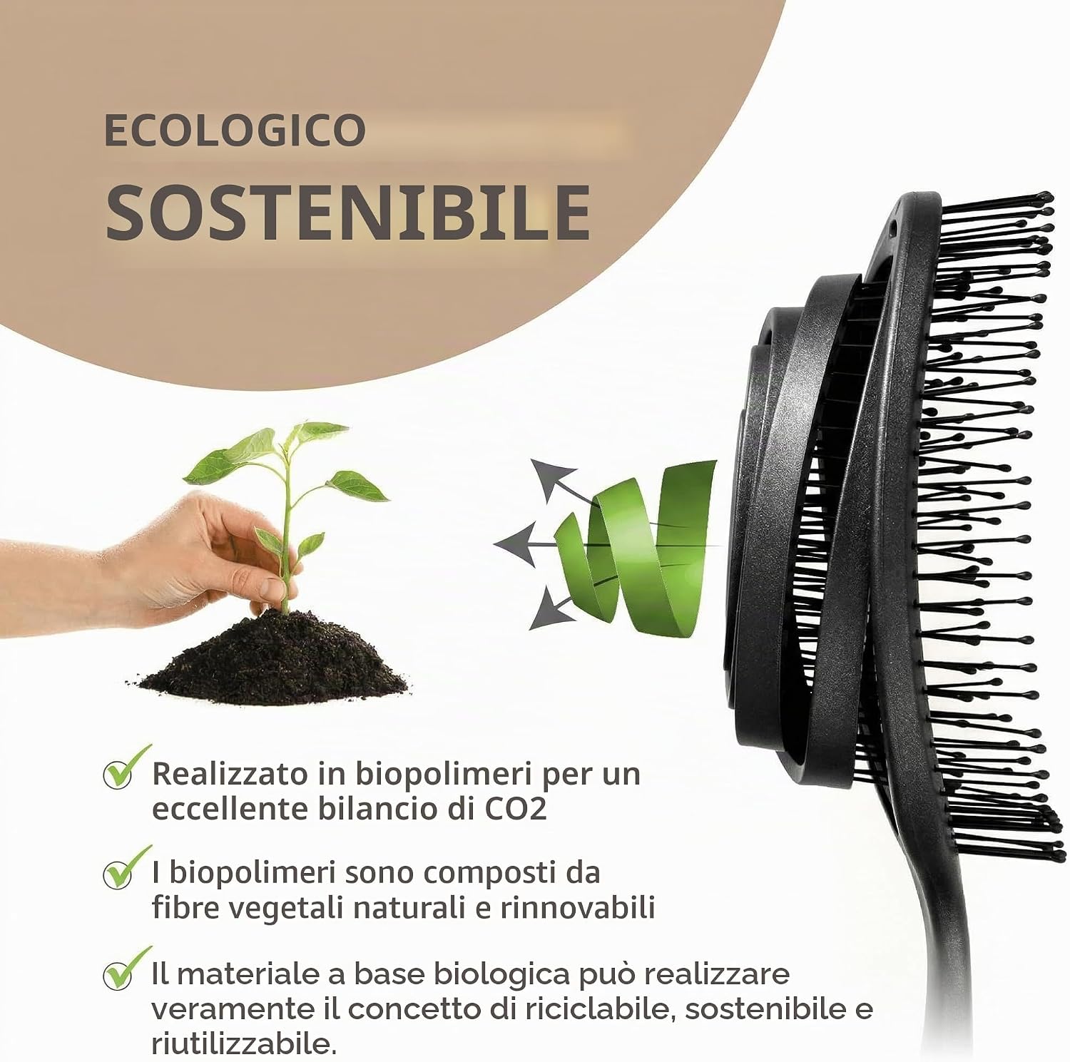 Detalle de marQus Spazzola Districante per Capelli - Materiali a Base Vegetale Biodegradabile | 1 Pezzo