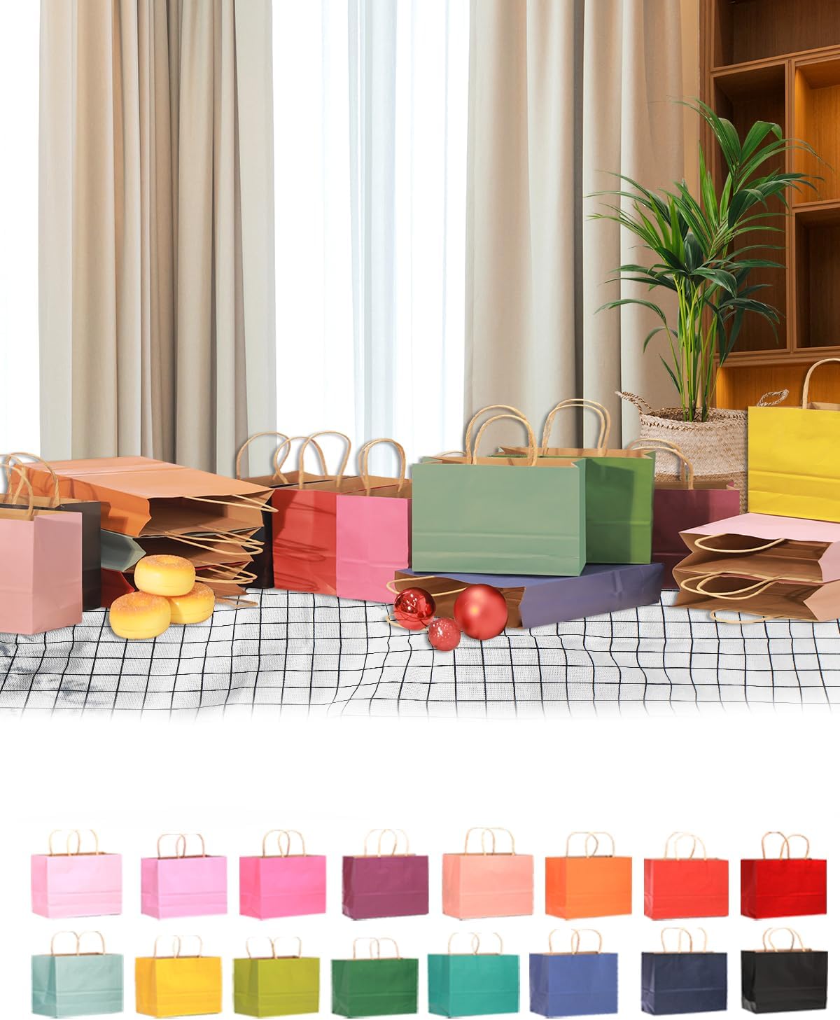 Thumbnail 5 de Gcardist 60PCS Gift Paper Bags 32x25x11cm Large with Handles – Colourful Bulk Gift Bags for Parties