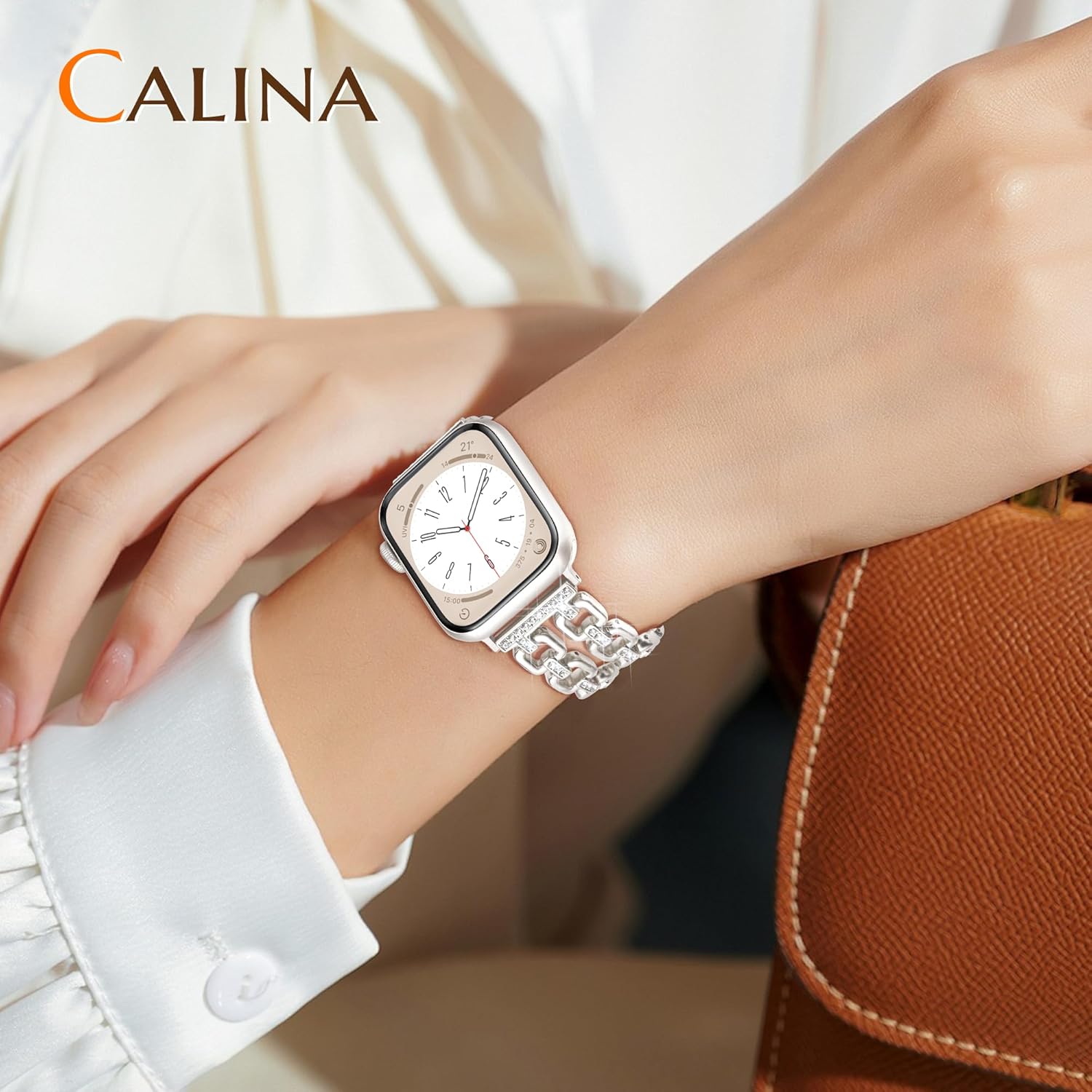 Thumbnail 2 de Calina Metal Strap for Apple Watch – Luxury Diamond-Accent 49mm/42mm & 38–46mm, Women’s S11/S3 Series