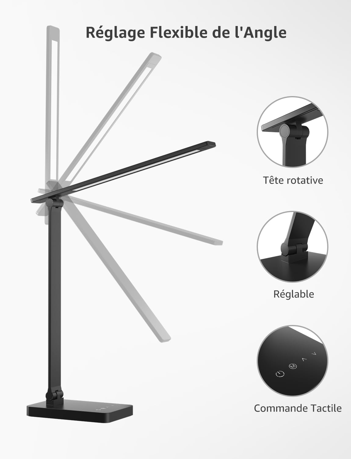 Thumbnail 4 de Lampe de bureau LED Lepro 750 lm : contrôle tactile, 5 modes et dimmable (noir)