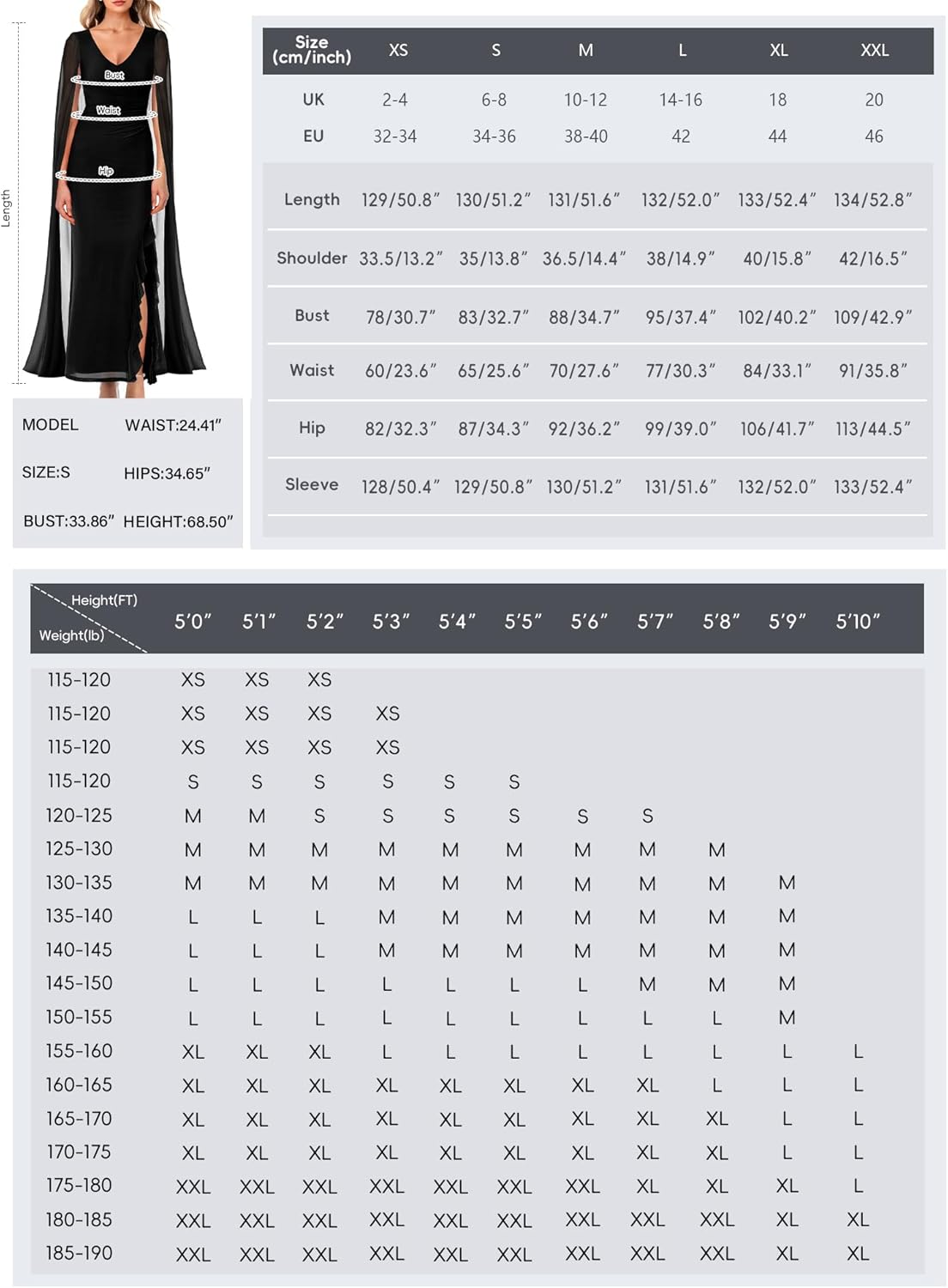 Thumbnail 5 de MAYFASEY Women's V Neck Split Formal Dress with Cape – Mesh Ruched Long Dress
