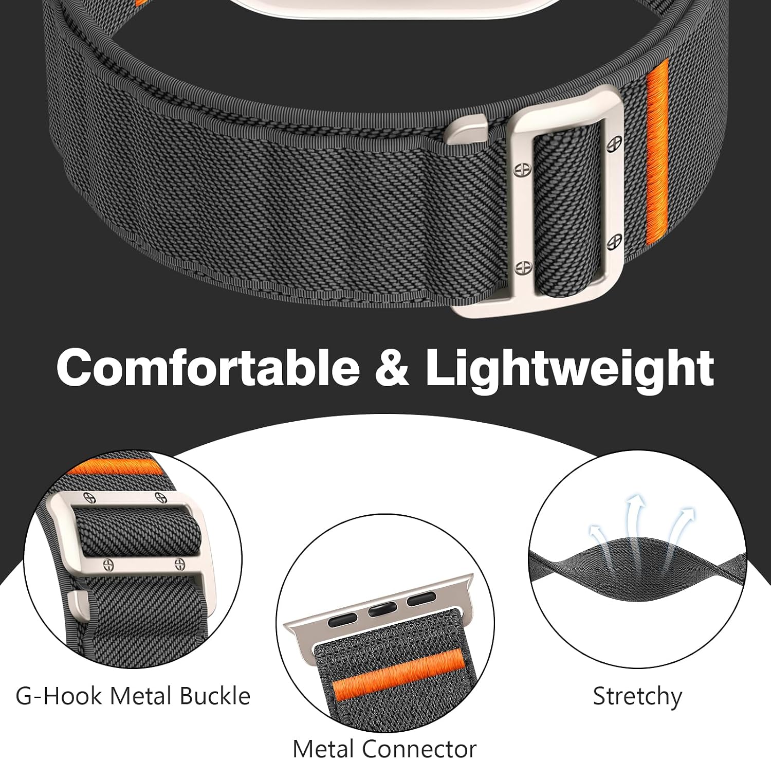 Thumbnail 1 de Nylon Armband für Apple Watch – kompatibel mit Series 10/Ultra/Ultra 2 (verschiedene Größen)