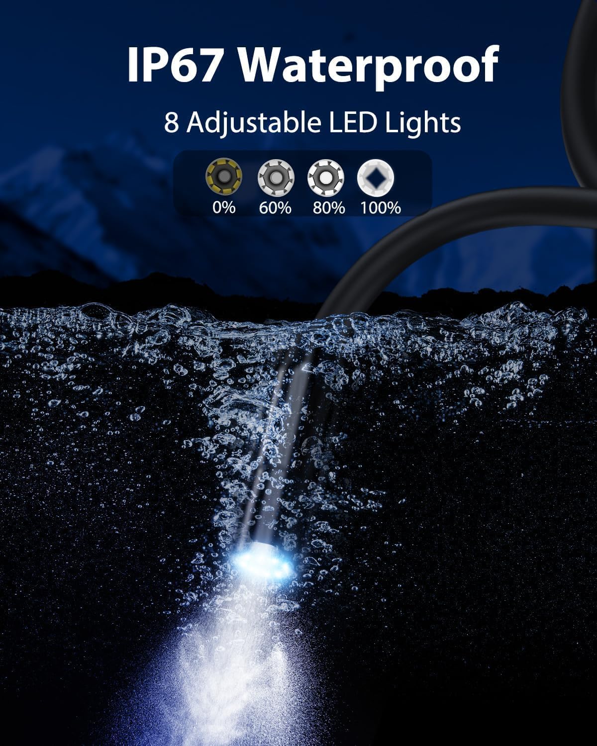 Thumbnail 3 de AOPICK 4.3-inch IPS Borescope with 8 LEDs, 8mm IP67 Waterproof Endoscope and 20M Semi-Rigid Cable