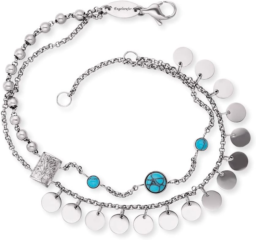 Detalle de Engelsrufer Damen-Armband Edelstahl 32013912 – Boho Chic mit Türkissteinen