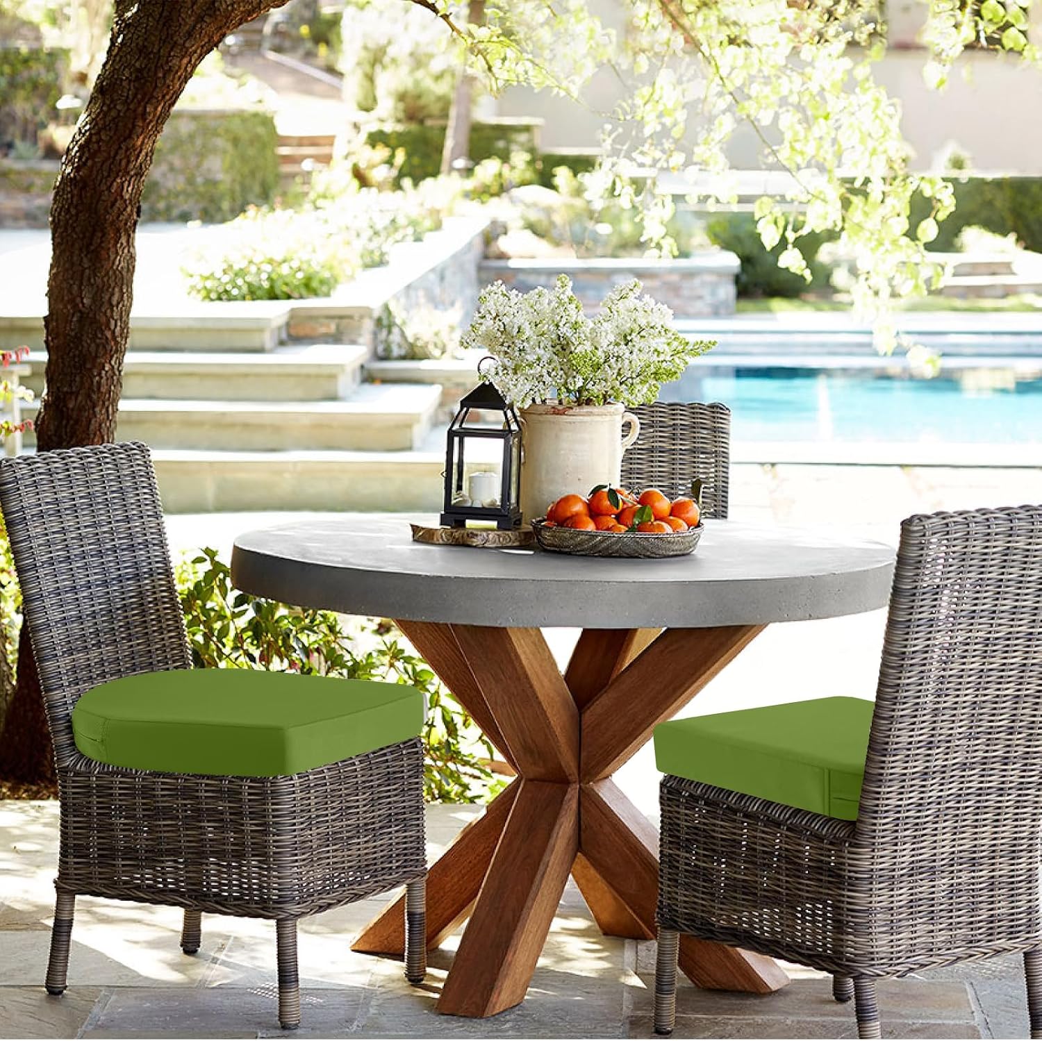 Thumbnail 1 de PrimePATIO Outdoor Garden Chair Cushions (Set of 2) – 7cm Thick, 40 x 40cm, Green