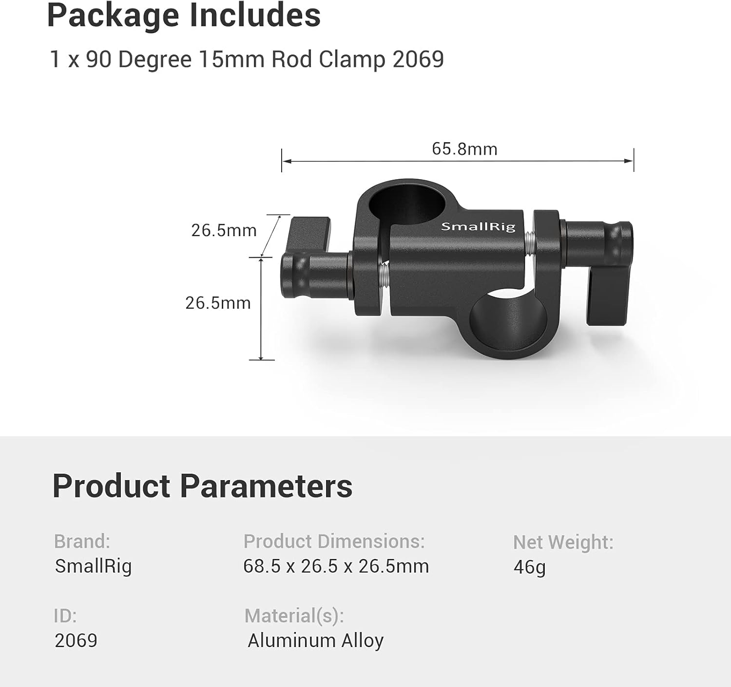 Thumbnail 6 de SMALLRIG 15 mm Dual Rod Clamp 90° pour tige